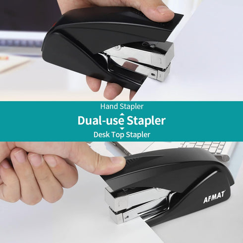 Ergonomic Portable Handheld Stapler for Desk, 50 Sheet Capacity, Built-in Staple Remover, Heavy Duty, Space Saving Size