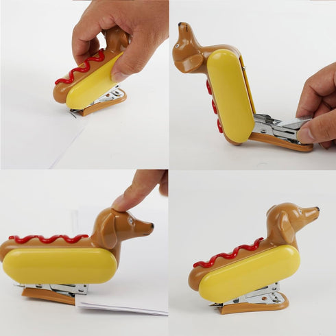 Mini Stapler for Kids, Novelty Hotdog Desktop Stapler with 1000PCS Staples, 12 Sheets Capacity