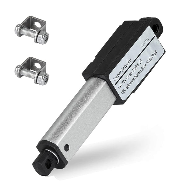 DC House Mini Electric Linear Actuator Stroke 1.2"–Force 4.5 lbs–12V, High-Speed 1.97"/sec–Weight 0.1KG Ideal for