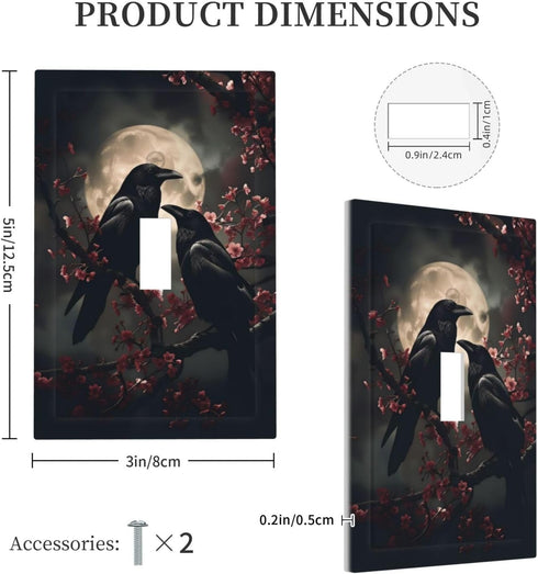 Sturin 1 3X5 Gothic Black Raven Crow Wall Plate Light Switch Cover Gang Single Toggle Toggle Switch Art Plates