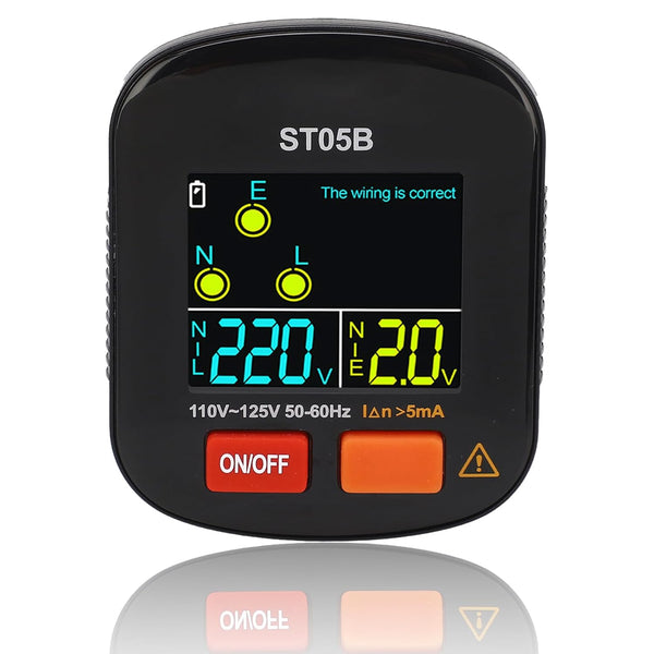 ST05B Outlet Tester, LED Display Electric Voltage Tester, Receptacle Detector for Fire Fighting, Laboratories, Home
