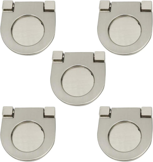 XMHF 4pcs Cupboard Drawer Flush Mount Pull Ring Handle Knob Silver Tone