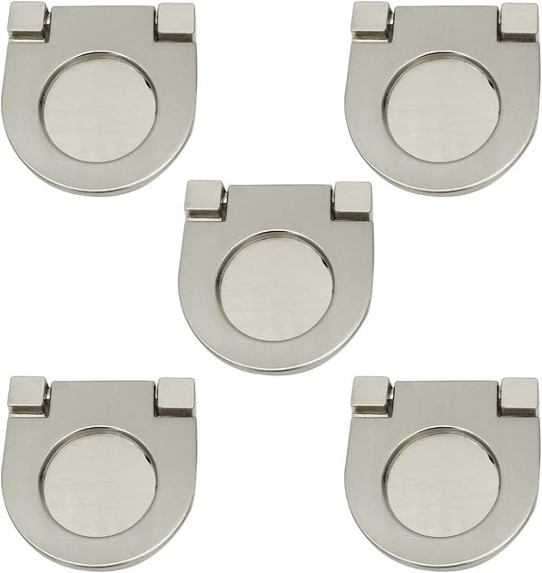 XMHF 4pcs Cupboard Drawer Flush Mount Pull Ring Handle Knob Silver Tone
