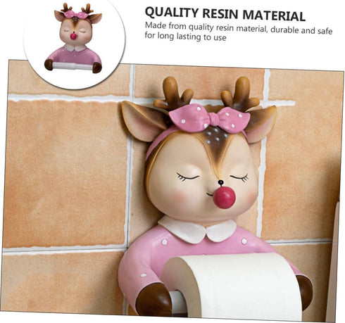Homoyoyo Cartoon Toilet Paper Holder Roll Paper Rack Cute Deer Design Wall Mounted Tissue Storage Bathroom Accessory