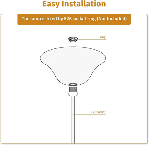 Golhom 12" Tawny Alabaster Glass Lamp Shade, Lipless Glass Lamp Dome, Fixture Replacement Globe for Torchiere Floor