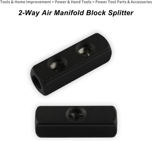 FORNAX 2-Way Straight Air Manifold Splitter with 2 Couplers and 1/4" NPT Male Plug