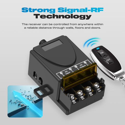 12V DC12V/24V/48V/72V 30A 328ft Remote Switch Wireless, Malictele Relay RF Control Switch with Long Range