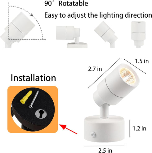 3W Dimmable 3CCT, 5.9FT LED Spotlights Indoor Uplighting with Timer, Up Plant Spotlight, Uplights Accent Lighting