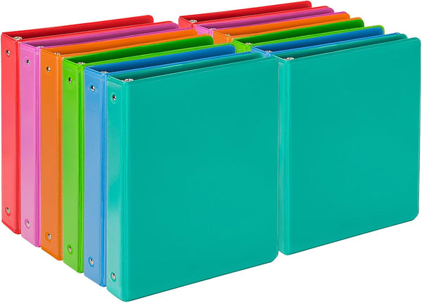 ViVin 1 Inch Round Ring View Binder, Standard 3 Ring Binder for 200 Sheets of US Letter Size Paper, PVC-Free, 12-Pack