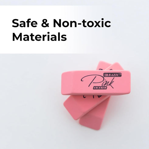 BAZIC Pink Eraser, Latex Free Bevel Erasers, Large Block Erasers for Art Drawing, School Office Kids Teachers (4/Pack)