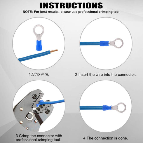 Glarks 360pcs Quick Disconnect Electrical Insulated Spade Fork Ring Solderless Crimp Terminals Connectors Assortment