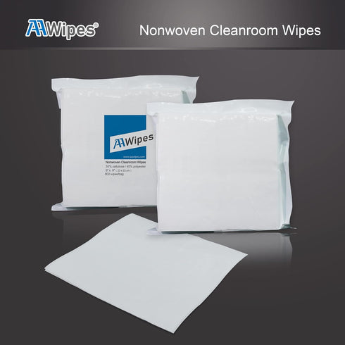 Cleanroom Wipes Nonwoven Wipes Cellulose/Polyester Blend (Grade A, 68 Gram, Bag of 600 Pcs) 9" x 9"
