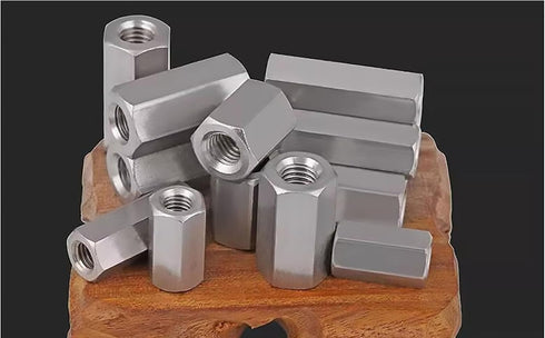 5PCS M6 X 1-Pitch 10mm Length 304 Stainless Steel Metric Hex Coupling Nut