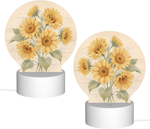 Vaelthyroewao Dimmable 3 LED Night Light Plug into Sunflower Bouquet Vintage Style Bedside Lamp Table Light for Home