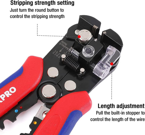 WORKPRO Self Adjusting Wire Stripper, 3-in-1 Automatic Wire Stripper/Cutter/Crimper, 8 Inch Multi Pliers