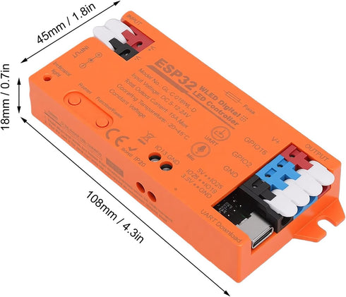 15A WS2812 SK6812 TM1814 FTVOGUE LED Strip Controller, Built in Mic Support Dynamic Lighting APP Control WLED Firmware