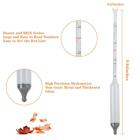 Maple Syrup Hydrometer Test Cup Kit, Measures Sugar Content in Syrup, Stainless Steel Equipment for Maple Syrup