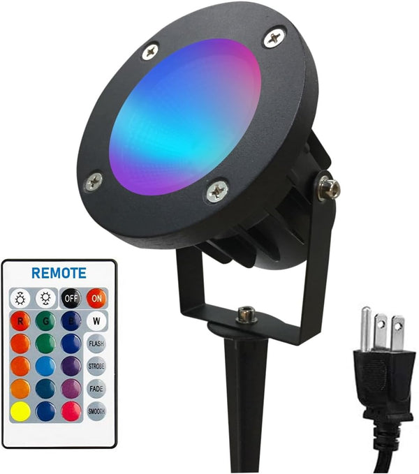 25W Color LED Outdoor Landscape Spotlight with Strobe Lighting - Waterproof RGB