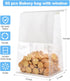 50 6.3'' 5.1'' 10.2'' Packaging(White) Funcoo pcs Bakery Bags with Window, x x Bakery Cookie Bags with Tin Tie Tab