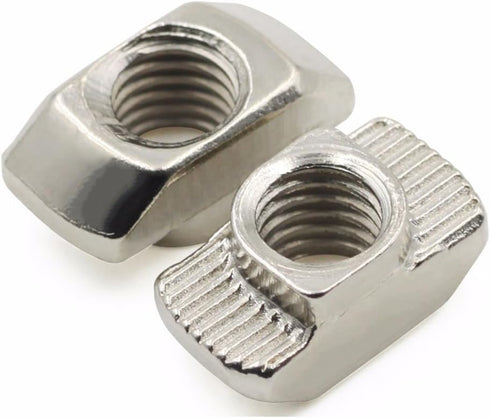 3030 Series 50-Pack M4 T-Nuts, Carbon Steel Nickel-Plated Half Round Roll in Sliding T Slot Nut