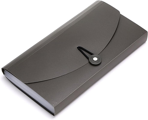 BTSKY Expanding File Folder, 13 Pockets Small Accordion File Folder, Expandable Card Ticket Holder, New Grey
