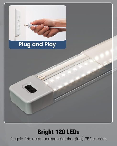36 Inch Counter 4000K White,Dimmable,Plug Closet, MYPLUS Under Cabinet Lights with Hand Wave, Under Lighting Natural