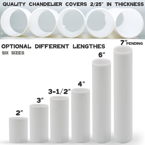 GooChan 2 3 4 6 Inch E12 Set 12 (3-Inch 12-Pack) White Plastic Candle Cover Sleeves,Chandelier Socket