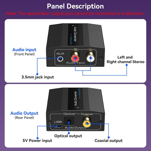 RCA/3.5MM PS5 PS4 Analog to Digital Audio Converter RCA to Optical Converter to Toslink and Coaxial Adapter for DVD