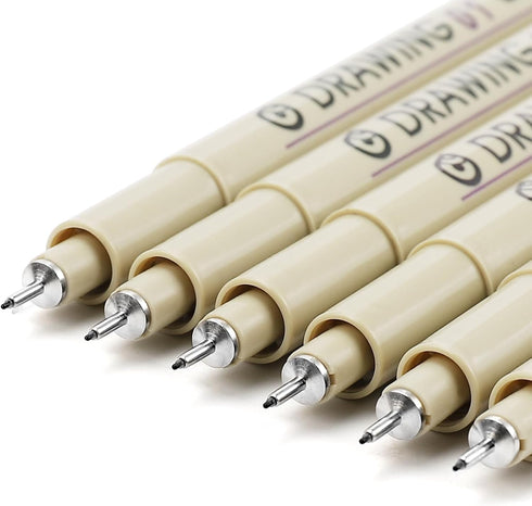 Extra Fine Point Writing Pens: 6 Black Ultra Thin 0.25mm No Bleed Gel Felt Ink Markers for Bible Journaling