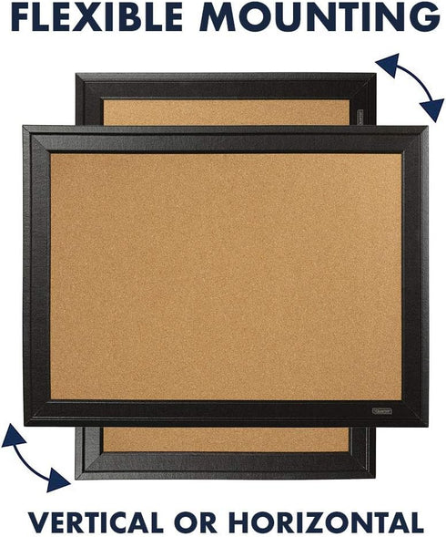 Quartet Cork Board Bulletin Board, 17" x 23", Framed Black Frame, Decorative Pin Board