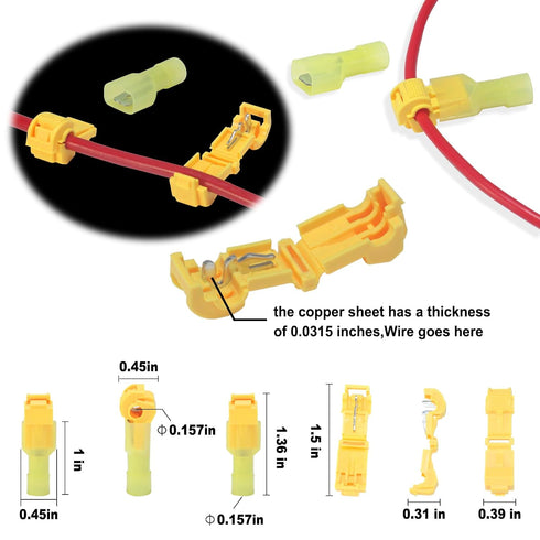 60 Pcs/30 (22-10 Pairs Quick Splice Wire Terminals T-Tap Self-Stripping Nylon Fully Insulated Male Quick Disconnects
