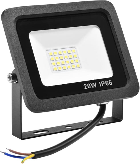 20W LED Flood Lights Outdoor, IP66 Waterproof Security Lights Fixture, 6500K Hardwired