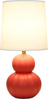 LT1162-ORG 12.5" Simple Designs Chic Glow Stacked Double Gourd Ceramic Table Lamp, for Bedroom, Office, Living Room