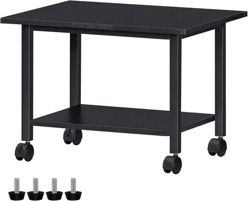 Lerliuo Under Desk Printer Stand, 2-Tier Industrial Mobile Printer Table with Storage Shelf