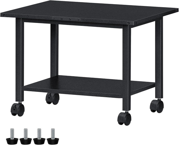 Lerliuo Under Desk Printer Stand, 2-Tier Industrial Mobile Printer Table with Storage Shelf