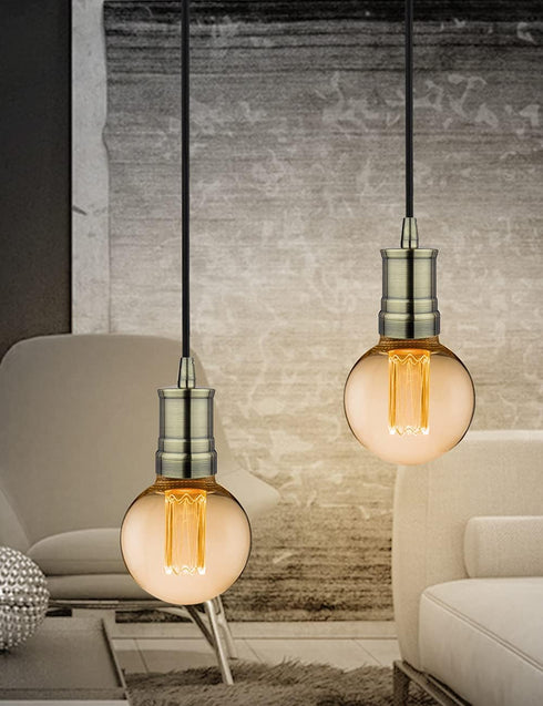 4.75'' 10ft E26 LP-116-5 Bronze Mini Pendant Light Fitting Antique Style, Single Light Socket, Canopy, Adjustable Black