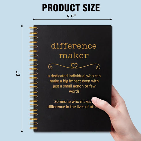 Difference Maker Black Golden Hardcover 160 Pages Blank Spiral Notebooks, Employee Appreciation Gift, Thank You Gift for Coworker Boss, Unique Office Gift Idea for Man Coworker, New Job Gifts by QYUVK