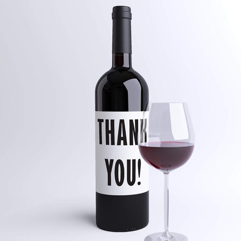 Thank You Wine Bottle Labels Gift for Client Friend Family | Peel & Stick Printed in USA Wine Labels for Gift Basket