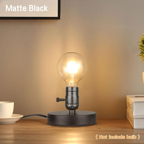 Vintage Table Lamp Base Only, Mini Basic Edison Light Bulb Stand, E26 E27 Short Desk Lamps for Small Spaces with 5.75'