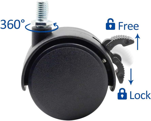 Luomorgo 5Pcs 2 inch Swivel Stem Caster Wheels with Locking Brake for Office Chairs Furniture
