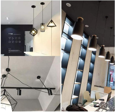 Icole E26 Set(Pack 1) Ceiling Light Pendant Fitting Lamp Holder Black Ceiling Rose Pendant Modern Vintage Retro