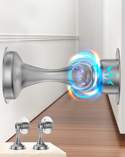 Door Stoppers, Magnetic Door Stop - Stainless Steel, 2 Pack with Double-Sided Adhesive Tape