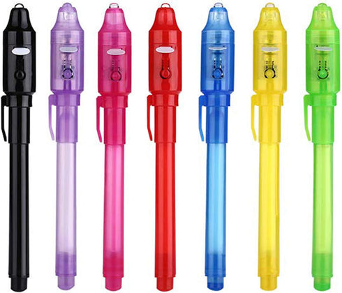 SCStyle Invisible Ink Pen, 7 Pcs, Spy Marker for Secret Messages, Gift for Kids, Invisible Ink with UV Light