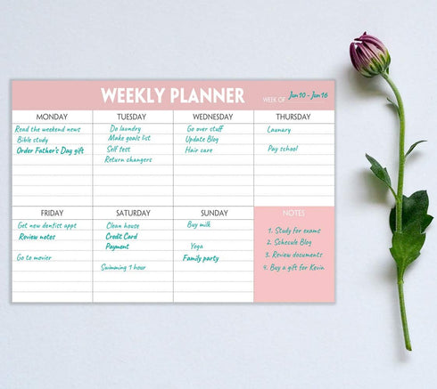 Weekly Planning Pad - Tear Off To Do List with Daily Schedule & Calendar, 52 Sheets, 6x9 in