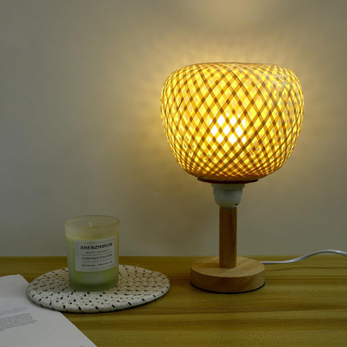 7.67X7.67X6.10In Healeved Woven Lamp Shade Rustic Rattan Pendant Light Cover Replacement Lampshade for Ceiling