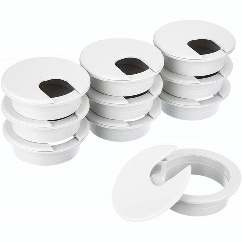 SATINIOR 10 Packs Desk Cable Wire Grommet Cord, Plastic Grommet Cord Organizers, 2 Inch, White