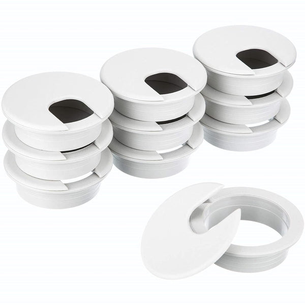 SATINIOR 10 Packs Desk Cable Wire Grommet Cord, Plastic Grommet Cord Organizers, 2 Inch, White