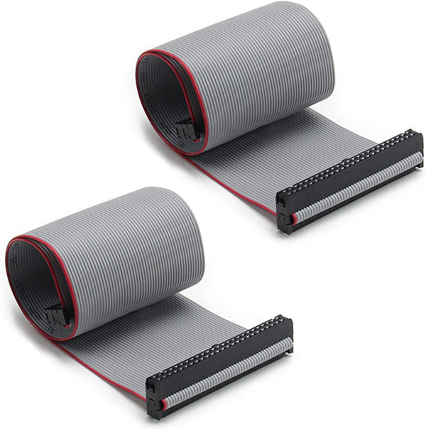 Fielect 2pcs IDC 50 Pin Connector Gray Wire Flat Ribbon Cable Connector, 30cm Length