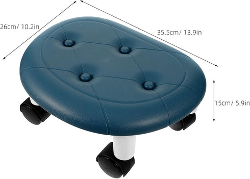 Blue Rolling Stool with Wheels - Compact and Portable Foot Rest