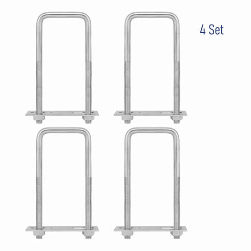 4 Sets 304 Stainless Steel Square U-Bolts, 0.98"(25mm) Inner Width, 2.95"(75mm) Length with Nuts, Accessories